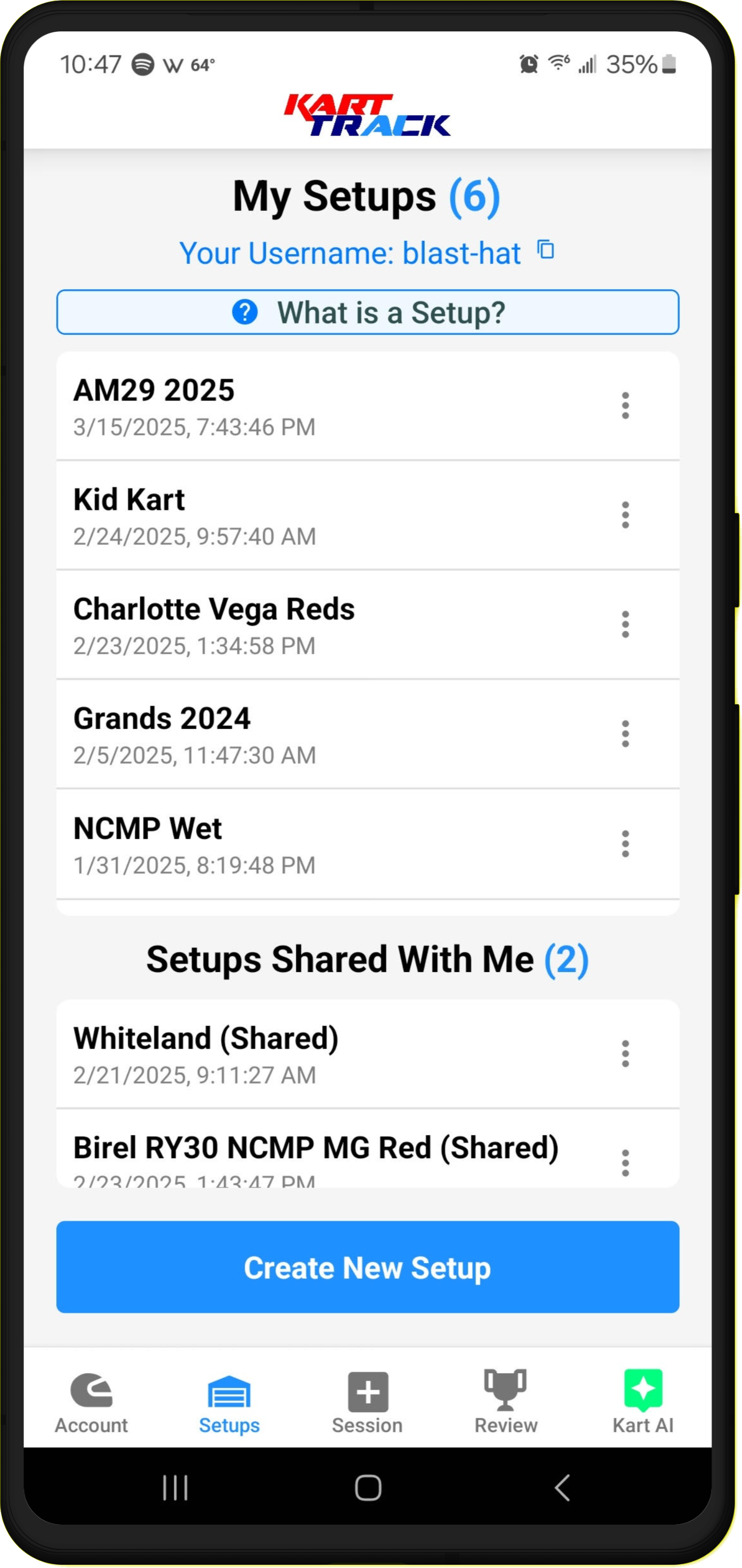 Setup Screen