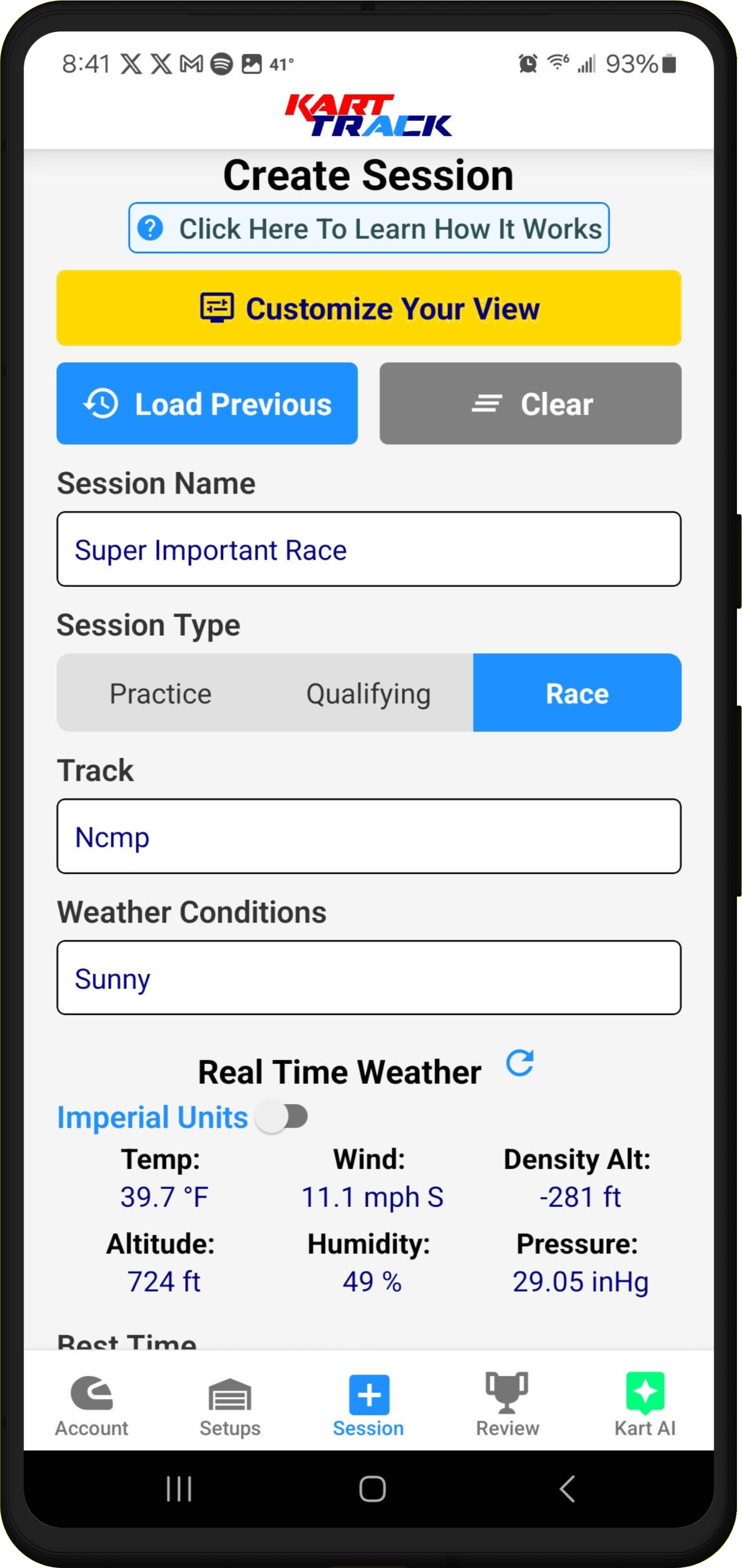 Session Screen